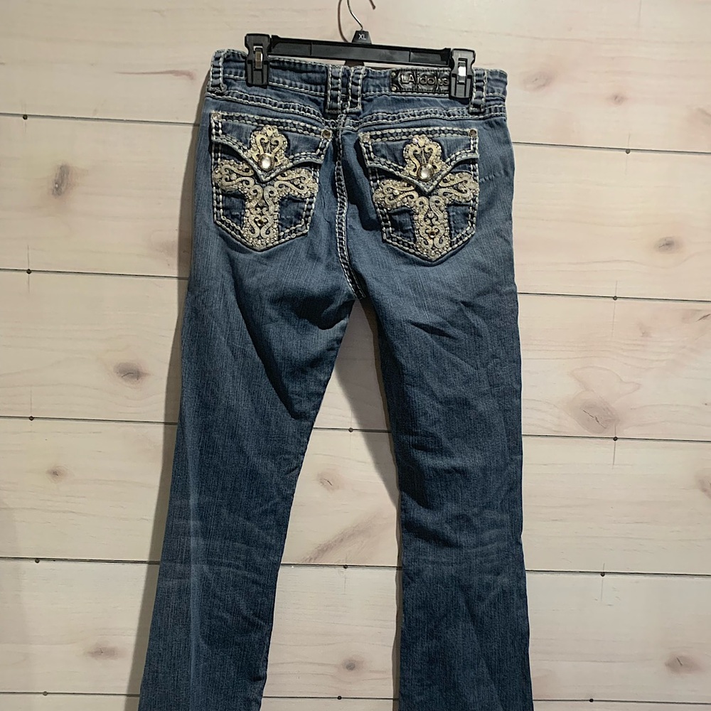 LA Idol Jeans Size 13 With Crosses On Back Pockets